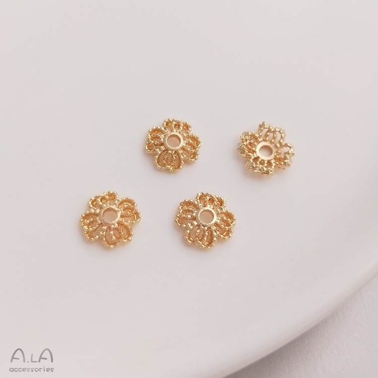 ❤️เครื่องประดับ DIY❤️ลูกปัดชุบทอง 14K รูปใบโคลเวอร์สี่แฉก ดอกพลัม ขนาดเล็ก อุปกรณ์เสริม สําหรับทําเครื่องประดับสร้อยข้อมือ DIY [กําไลข้อมือ/สร้อยคอ/สร้อยข้อมือ/ต่างหูห่วง]