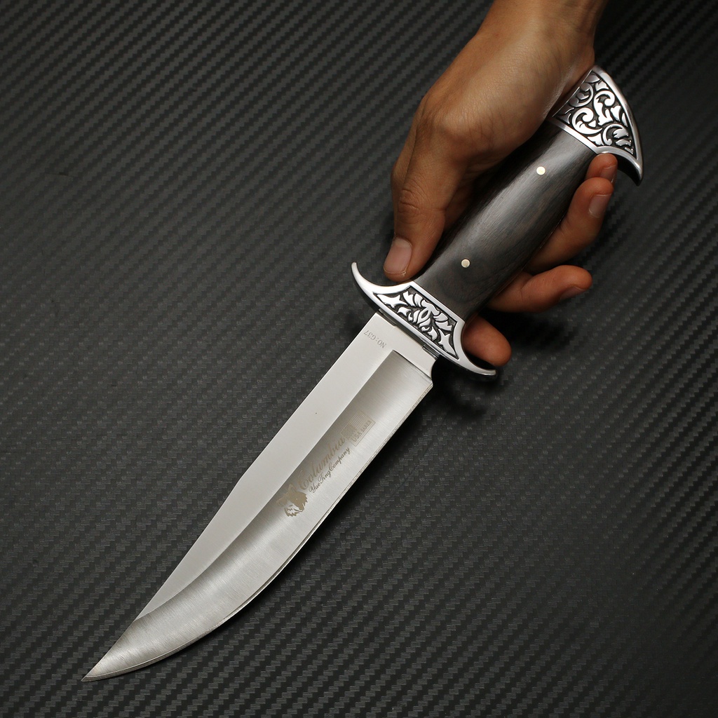 Knife มีดเดินป่า COLUMBIA รุ่น G37 ลวดลายสวย คมกริบ ด้ามไม้แท้สีดำ มีดพก