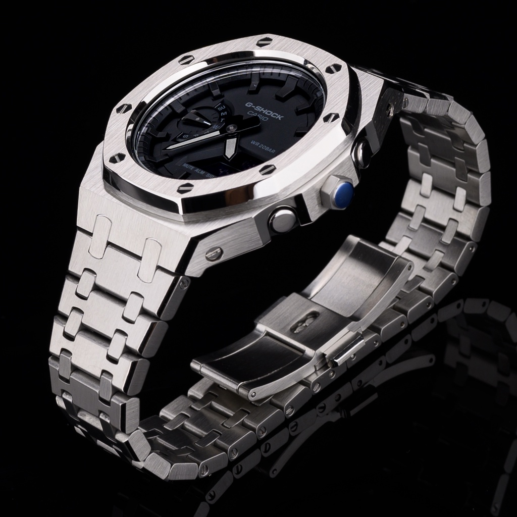 Casioak อุปกรณ์เสริม สายนาฬิกาข้อมือ สายสแตนเลสโลหะ สําหรับ Casio G Shock GA2100