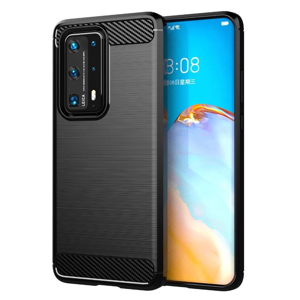 สําหรับ Huawei P40 Pro +, แปรงคาร ์ บอนไฟเบอร ์ ป ้ องกันกรณีนุ ่ ม , ทนต ่ อแรงกระแทก , ป ้ องกันรอยขีดข ่ วน , ป ้ องกันเคสโทรศัพท ์ ธุรกิจ