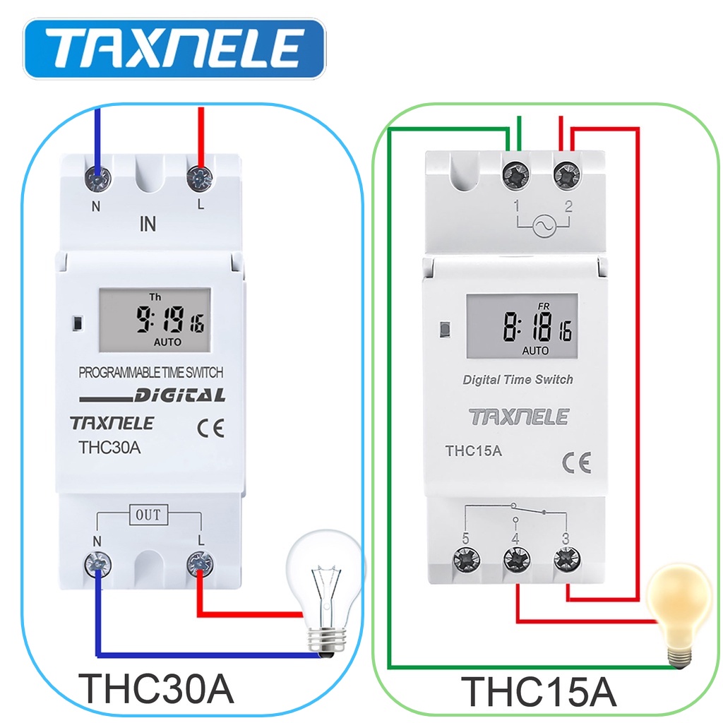 รายสัปดาห์ 7 วัน Programmable Din Rail Digital Timer SWITCH 220V 110V 24V 12V THC15A THC30A Timer