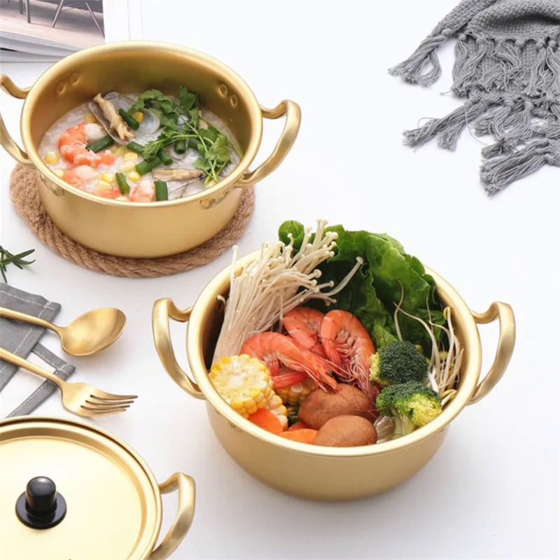 Korean Ramen Noodles Pot Aluminum Soup Pot With Lid Noodles Milk Egg Soup Cooking Pot Fast Heating F