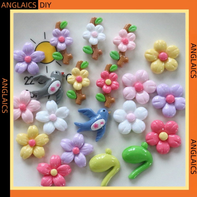 กล่องเก็บกิ๊บติดผมเรซิ่น รูปดอกพีช ดอกซากุระ กลืนน้อย แวววาว เครื่องประดับ DIY 10 ชิ้น ต่อแพ็ค