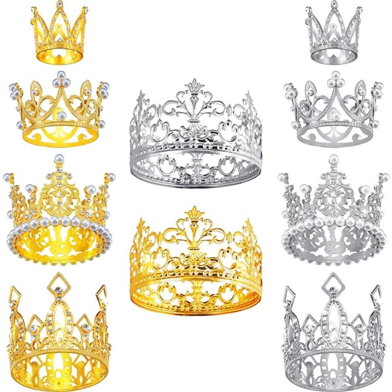 มงกุฎคริสตัล พลอยเทียม แฮนด์เมด สําหรับตกแต่งเค้กวันเกิดเด็ก งานแต่งงาน