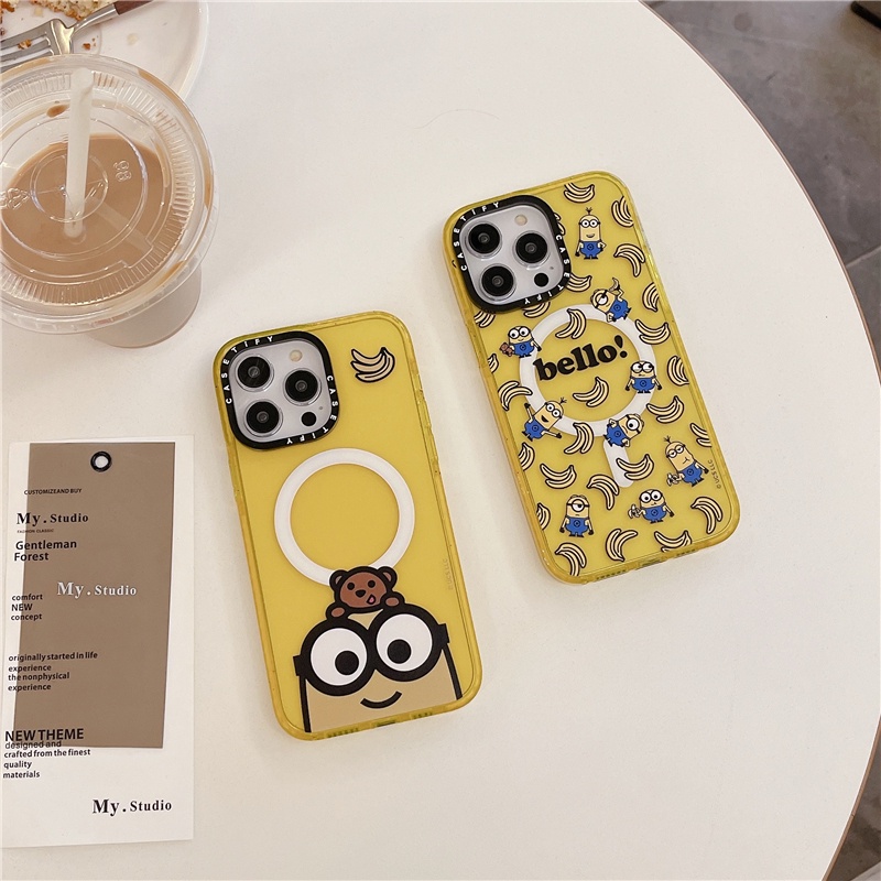 Casetify【banana minions】เคสโทรศัพท์มือถืออะคริลิค กันกระแทก แบบแม่เหล็ก สําหรับ iPhone 12 13 14 15 Pro Max