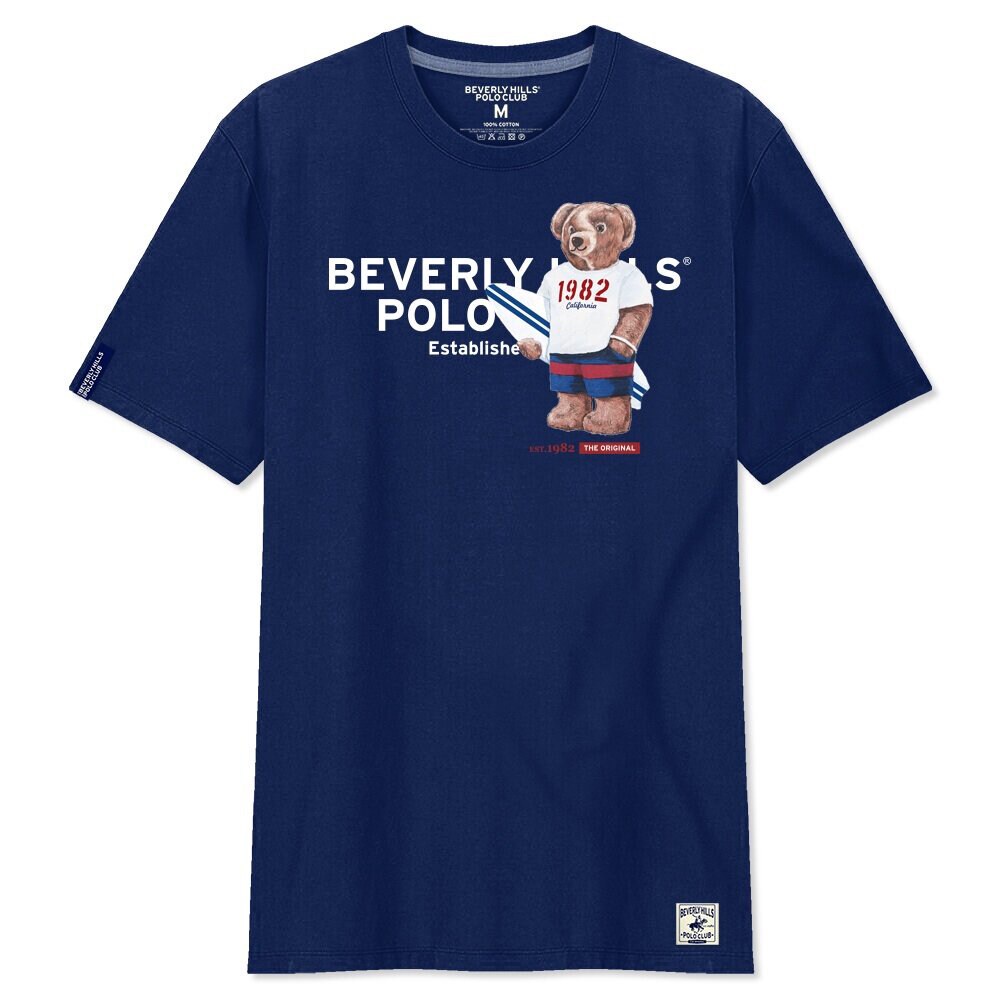 S-5XL เสื้อยืดคุณภาพสูงพิเศษ 2023 Beverly Hills Polo Club เสื้อยืดคอกลมแขนสั้น Classic Bear รุ่น BNSB312 เสื้อยืดคอตตอ