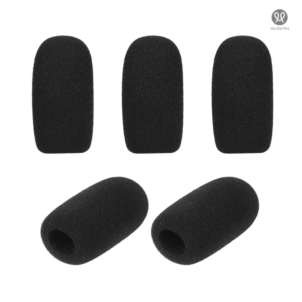 Mini Microphone Windscreens Mic Foam Covers for Lapel Headset Black, Pack of 5pcs