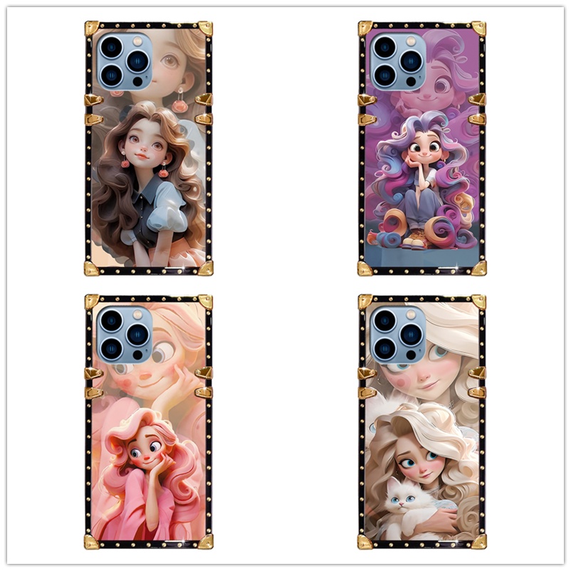 เคสโทรศัพท์มือถือนิ่ม ทรงสี่เหลี่ยม ลายการ์ตูนเจ้าหญิง สําหรับ iPhone 14 13 12 11 PRO MAX XS MAX SE2 iPhone11 6S 7 8 iPhone7 iPhone8 iPhone6S PLUS