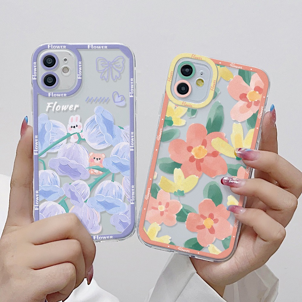 ดอกไม้ทาสี กรณี for Samsung A53 A54 A34 A52S 5G A32 A22 A21S A13 A12 A14 A05 A03S S23 Plus S21 FE S20 S22 Ultra ปกหลัง