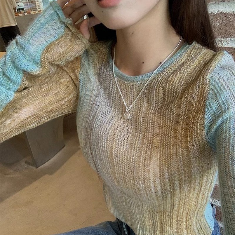 (จัดส่งจากประเทศไทย) เสื้อสเวตเตอร์แฟชั่นสตรี เสื้อครอปแขนยาวมัดย้อมสไตล์ใหม่ - รูปที่ 5