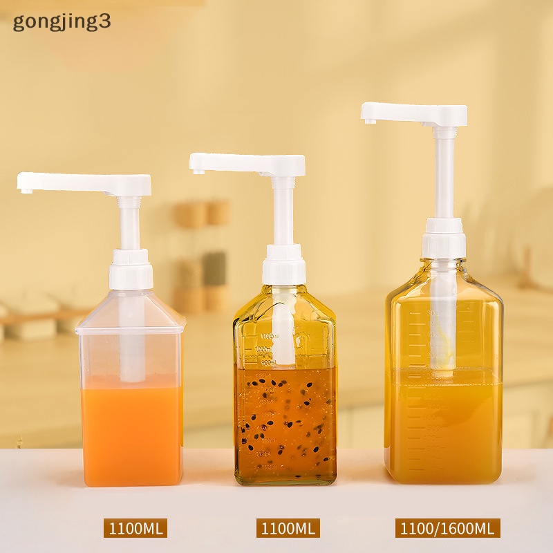 Gongjing3 ขวดจ่ายไซรัปกาแฟ ซอสมะเขือเทศ น้ําผึ้ง อเนกประสงค์ 1100 มล. พร้อมปั๊ม