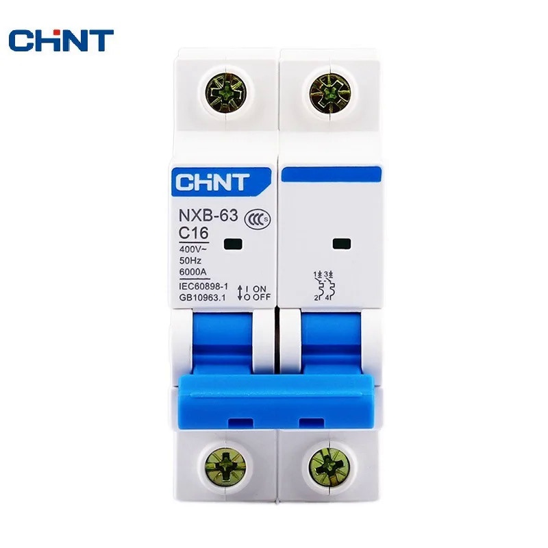 Chnt CHINT NXB-63 2P AC 230/400V เบรกเกอร์วงจรขนาดเล็ก C 6 10 16 20 25 32 40 63A ป้องกันโอเวอร์โหลด 