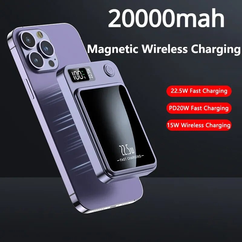 New  Magnetic Qi Wireless Charger PowerBank 22.5W Fast Charging For iPhone 14 13 12 Samsung Huawei Xiaomi Mini Powerbank