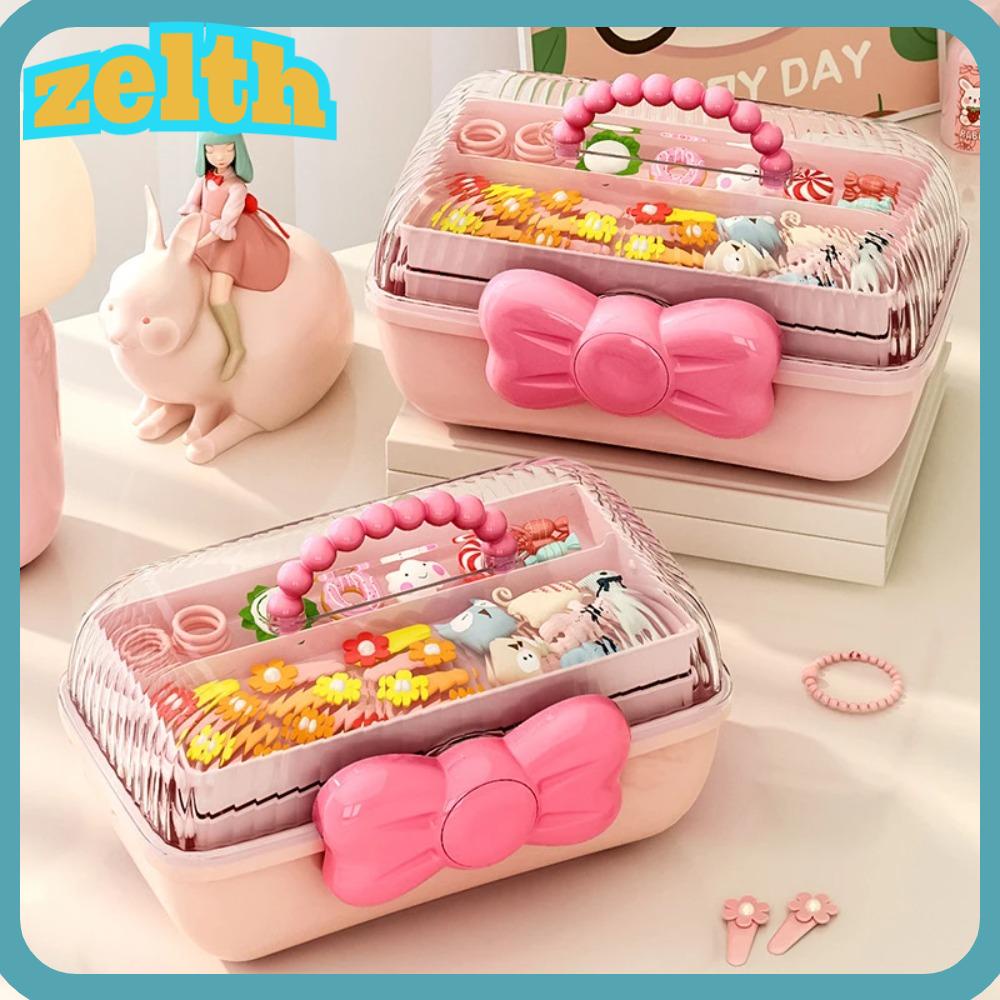 Zelth กล่องเก็บกิ๊บติดผม pp โบว์ กล่องเครื่องประดับ น่ารัก หลายชั้น กันน้ํา กล่องเก็บของเล่น เด็ก