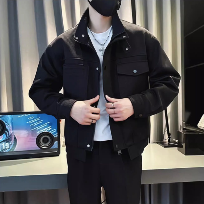 High-end Feeling Jacketผู้ชายอินเทรนด์ลําลองผู้ชายเสื้อผ้าฤดูใบไม้ผลิฤดูใบไม้ร่วง Street สวมใส่ Ruffian หล่อแจ็คเก็ต