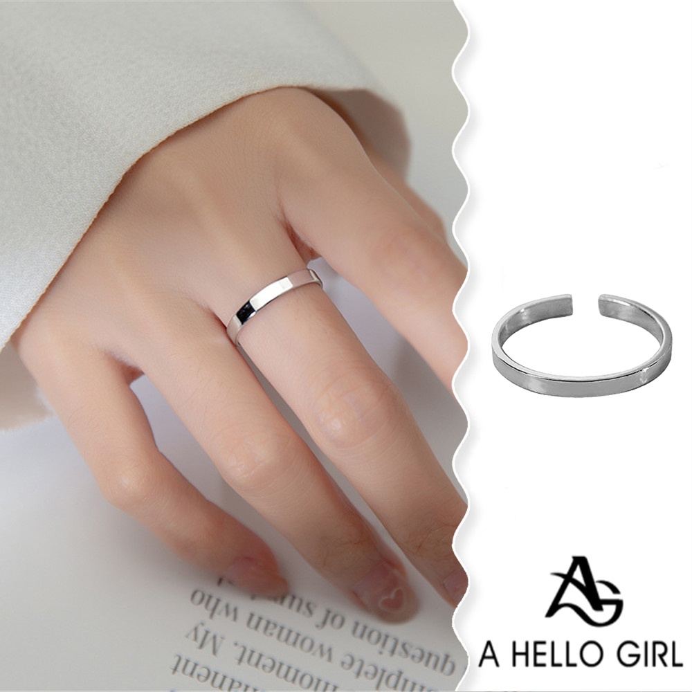 A HELLO GIRL แหวน แบบเรียบ ระดับไฮเอนด์ ไม่ซีดจาง ปรับระดับได้ ออกแบบดี แบบเรียบง่าย สําหรับผู้หญิง