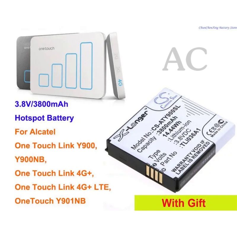 AC Cameron Sino 3800mAh Battery TLi036A1 for Alcatel One Touch Link 4G+, 4G+ LTE, Y900, Y900NB
