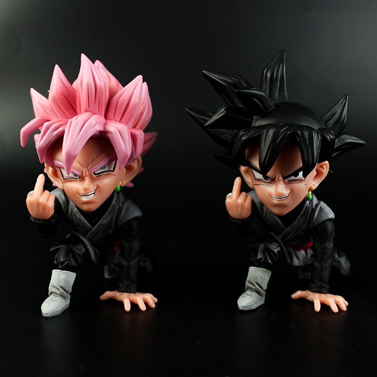 ฟิกเกอร์ Dragon Ball Super Saiyan Rose Pink Despise Vertical Middle Finger Zamasu Black Goku สําหรับตกแต่งบ้าน