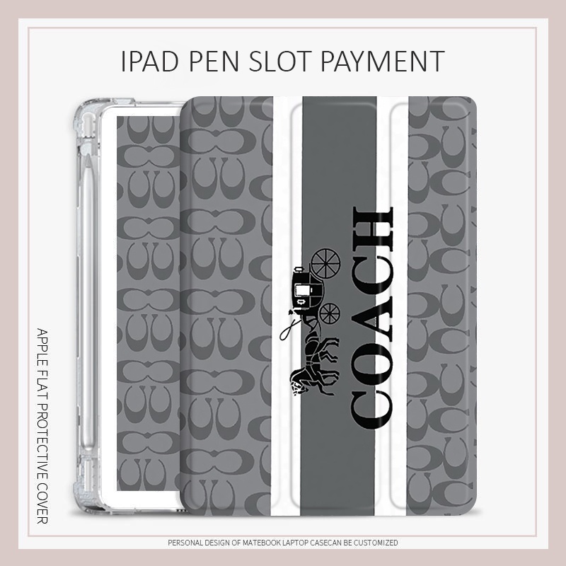 Coach เคส ipad air 1 2 3 4 5 mini 4 5 6 เคส ipad pro11 2022 gen10 เคส ipad 10.2 gen 7/8/9 ถุงลมนิรภัย สามทบ ช่องใส่ปากกา air7 gen11 mini7