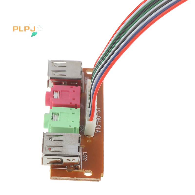 Plpj ใหม่ เคสคอมพิวเตอร์ USB 2 6.8 ซม. แผงด้านหน้า พอร์ตเสียง USB ไมค์ หูฟัง สายเคเบิ้ล