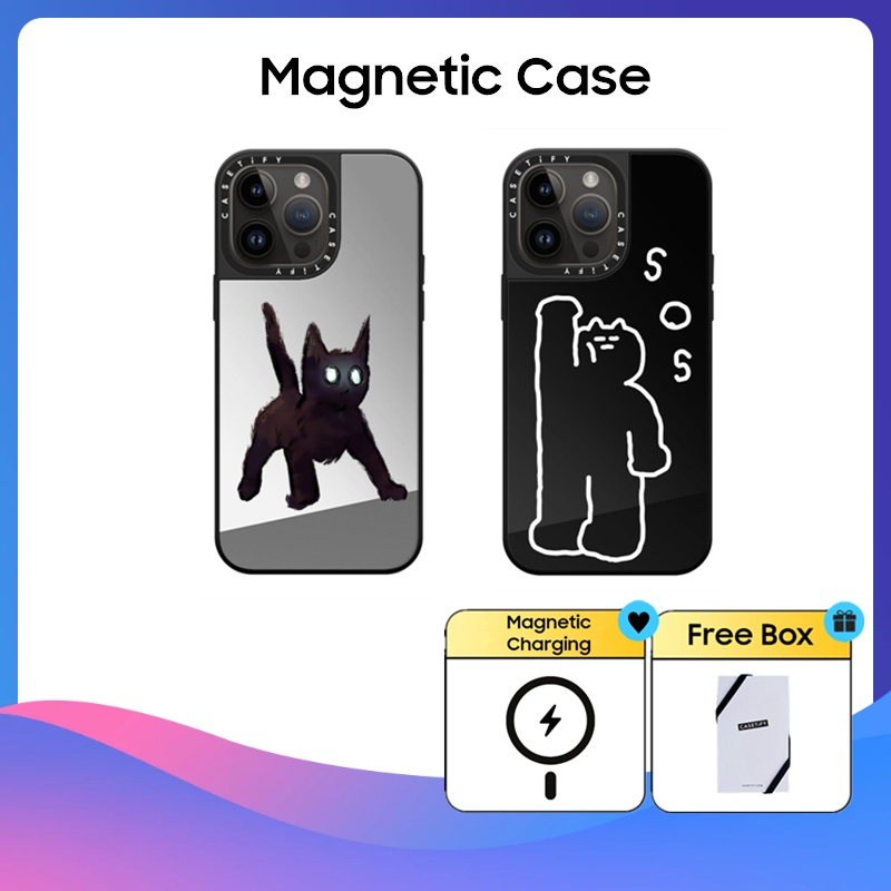 Casetify เคสโทรศัพท์มือถือพลาสติก Pc แข็ง ลายการ์ตูนแมวน่ารัก สําหรับ iPhone 11 12 13 14 15 Plus Pro Max