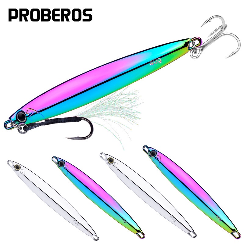 PROBEROS 1 ชิ้น Sinking เหยื่อตกปลา 10g-15g-20g-30g-40g-60g-80g โลหะเหยื่อ Jigging เหยื่อ Hard ประดิษฐ์