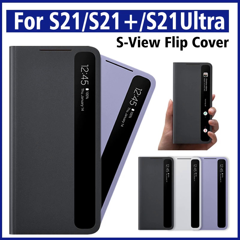 สําหรับ Samsung S21 Smart View Flip Mirror Case สําหรับ Galaxy S21 Plus /S21 Ultra 5G โทรศัพท์ LED ฝาครอบ S-View กรณี EF-ZG998