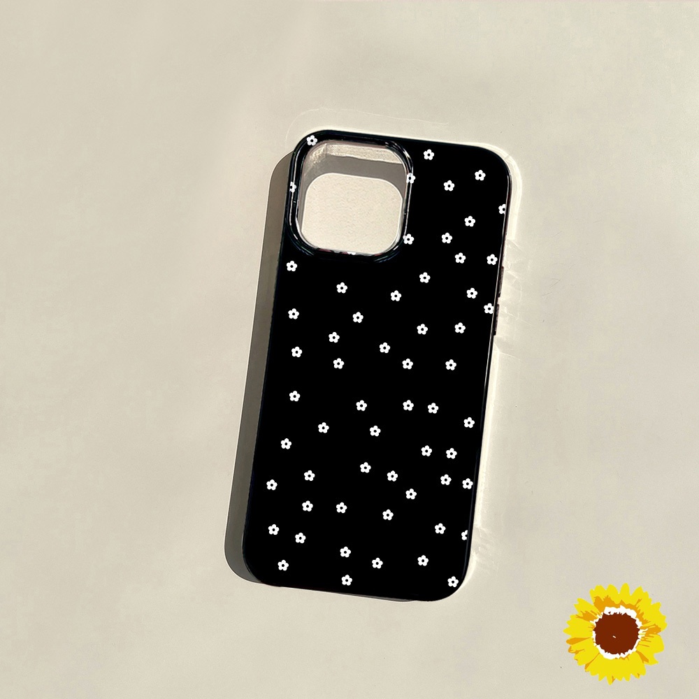 เจลลี่สีดำ ลายดอกไม้เล็กๆ เนื้อนุ่ม For iPhone 11 17 13 16 12 14 15 ProMax Air 7 8 Plus SE 2020 ฝาครอบป้องกันปลอกซิลิโคน