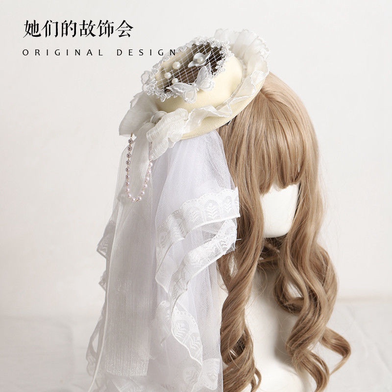 [เครื่องประดับผมโลลิต้า] ที่คาดผม แฮนด์เมด ขนาดเล็ก ลายดอกไม้ สีขาว สีดํา สีเบจ สไตล์โลลิต้า สําหรับเจ้าสาว