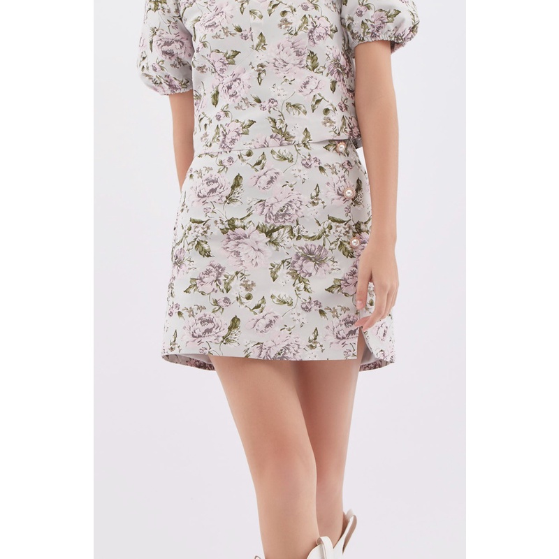 EP กระโปรงผ้าแจ็คการ์ดลายกุหลาบ ผู้หญิง | Rose Jacquard Skirt | 04635