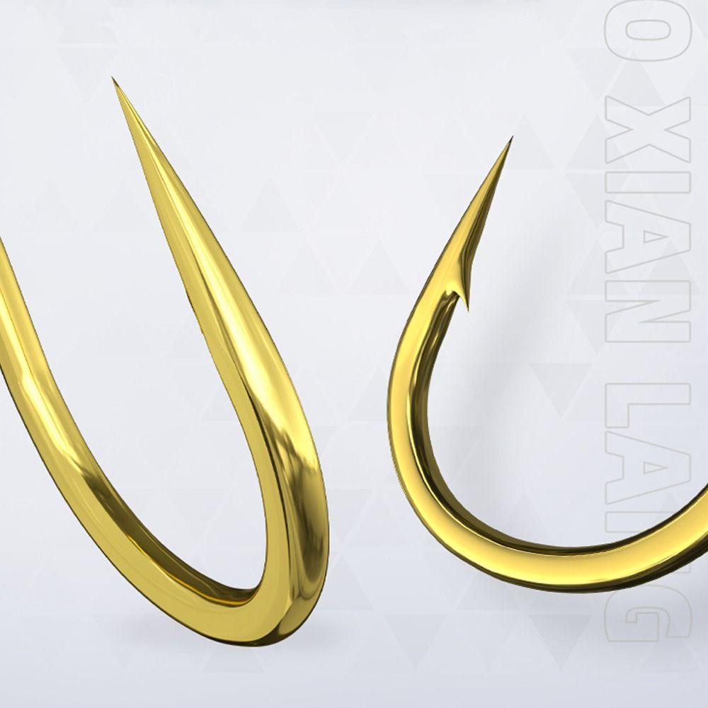 Andin 12 ชิ้น/แพ็คอัตโนมัติ Flip Fishhook, Anti Slip Sharp Barbed Gold Fishing Hook, ตกปลาเหล็กคาร์บอนสูง - รูปที่ 2