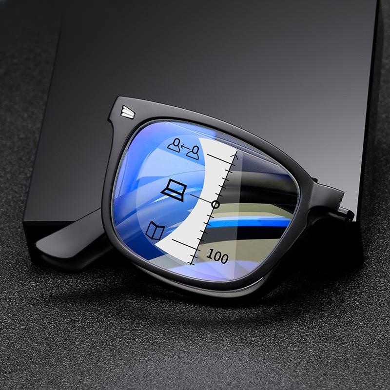(พับ) Progressive Multifocal Anti-Blue Light แว่นตาอ่านหนังสือผู้หญิงผู้ชายปรับสายตายาวแว่นตา Unisex
