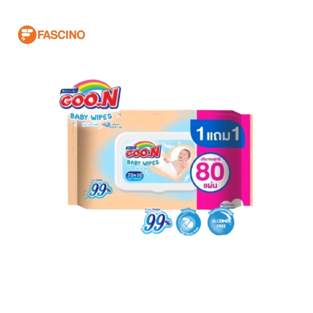 GOON BABY WIPES ผ้าทำความสะอาด แพ็คคู่ (80 แผ่น x 2)
