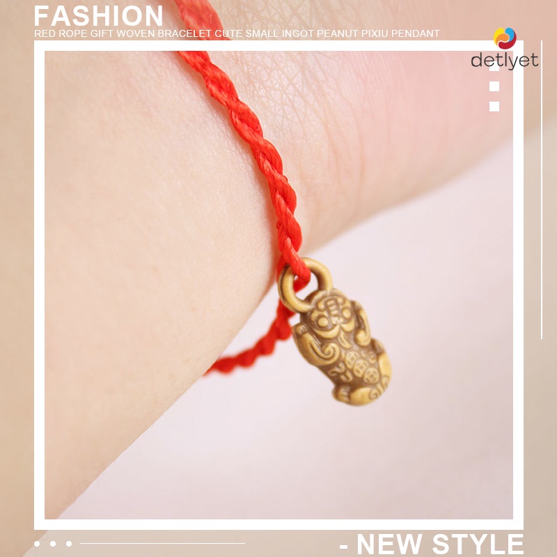COD พร้อมส่ง1บาทสร้อยข้อมือเชือกสีแดงจี้ถั่วลิสงน่ารัก2023ใหม่ของแถมลูกค้าขายส่ง-det