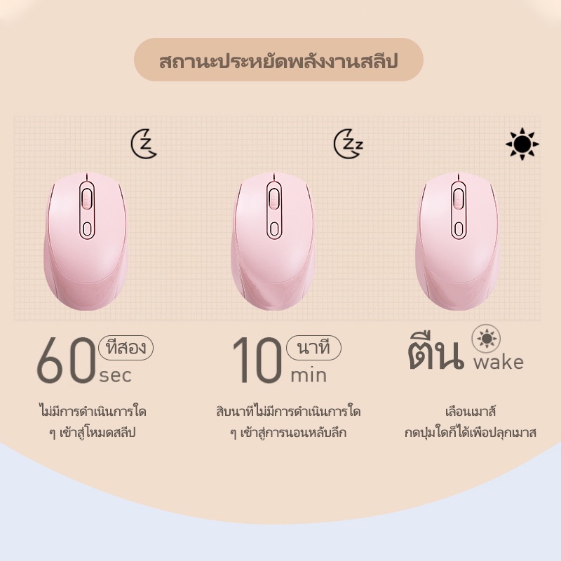 เมาส์ไร้สาย Mouse Wireless 2.4GHz ใช้งานง่าย น้ำหนักเบา ดีไซน์สวย เม้าไร้สาย เมาส์โน๊ตบุ๊ค รูปที่ 5
