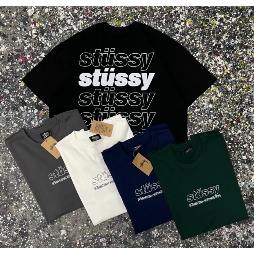 เสื้อยืดแขนสั้น พิมพ์ลายตัวอักษร Stu ทรงกระบอก คุณภาพสูง สําหรับผู้หญิง
