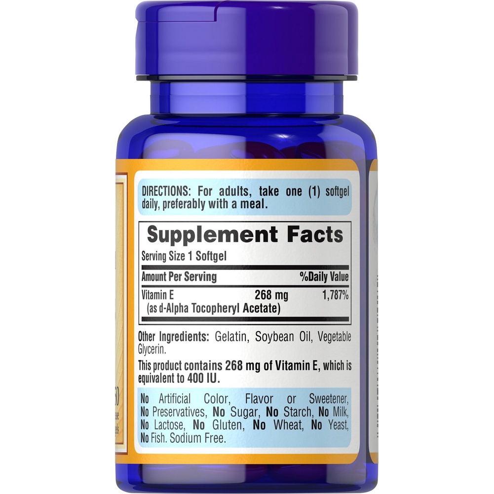 พร้อมส่ง Puritan's Pride Vitamin E-400 iu 100% Natural  วิตามินอี - รูปที่ 2