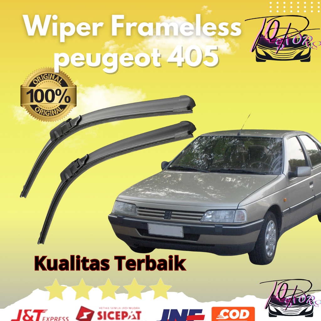 Peugeot 405 ที่ปัดน้ําฝนรถยนต์ ไร้กรอบ ซ้าย และขวา 1 ชุด ไม่มีกรอบเหล็ก
