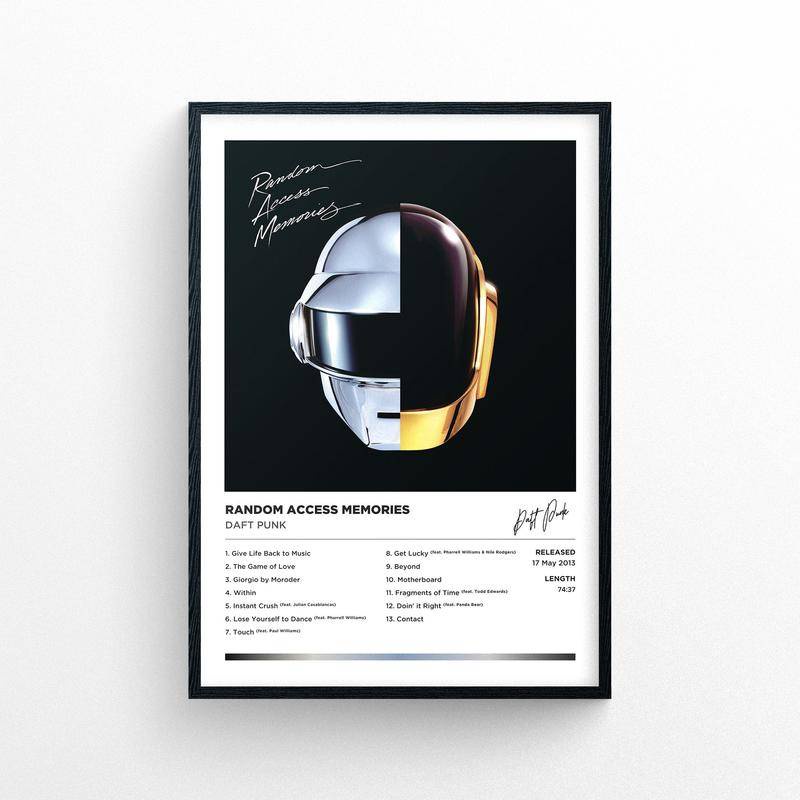 Daft Punk - โปสเตอร์ความทรงจําการเข้าถึง แบบสุ่ม - ไม่มีกรอบ | สไตล์โพลารอยด์ | อัลบั้มเพลง ปกคลุมงานศิลปะ