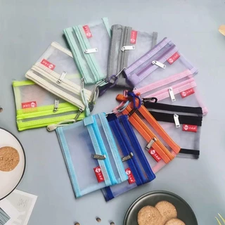 COPPERIX ใส่เหรียญขนาดเล็ก,ตาข่ายไนลอนรถบัส ID กระเป๋าเก็บบัตรเครดิต,พร้อมซิปกระเป๋าจัดระเบียบกระเป๋าสตางค์เงินสองชั้น