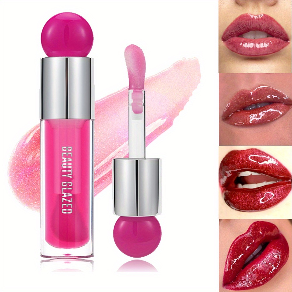 Beauty GLAZED ลิปสติก ลิปกลอส ลิปกลอส เพิ่มความชุ่มชื้น ติดทนนาน สีแดง 8 สี