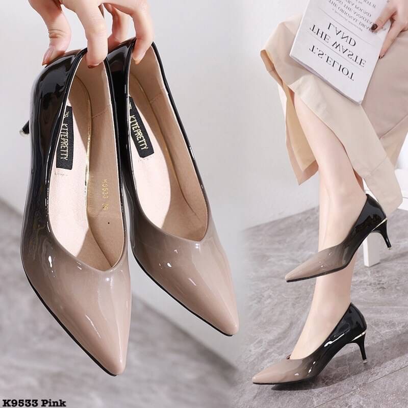 Fashion New คัชชูทูโทนรองเท้าคัชชูแฟชั่น kipretty fashion รองเท้าส้นเข็ม 2.5-3.5