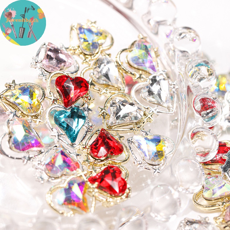 Renbg อุปกรณ์ตกแต่งเล็บ เพทาย รูปหัวใจ Ch Valene's Day Sparkle 12x11.5 3 ชิ้น