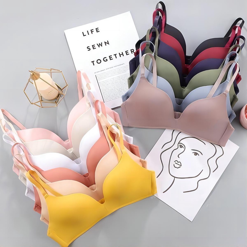 SoftBra เสื้อชั้นในผู้หญิง เสื้อในไร้โครงเหล็ก ฟองน้ำบาง งานสีพื้น เนื้อผ้านิ่ม ราคาถูก