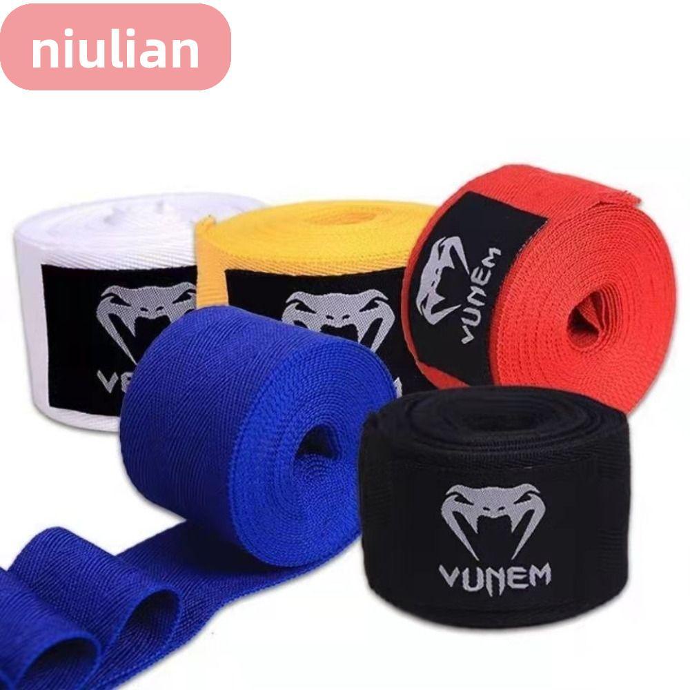 Niulian สายรัดข้อมือ ผ้าฝ้าย แบบนิ่ม ระบายอากาศ สีดํา สีแดง สีขาว สําหรับชกมวย