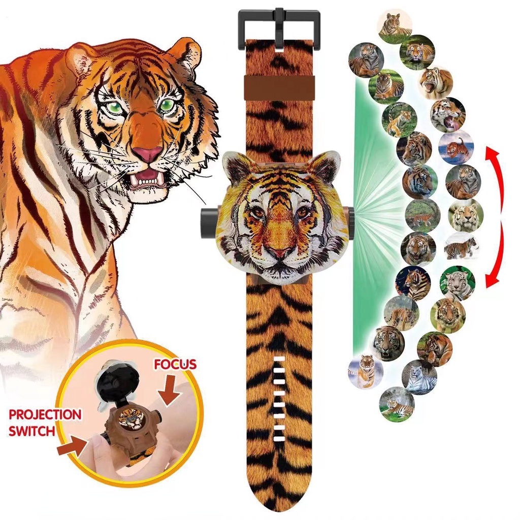 นาฬิกาข้อมือดิจิทัล โปรเจคเตอร์ ฉลาม 24 ภาพ ของเล่นสําหรับเด็ก