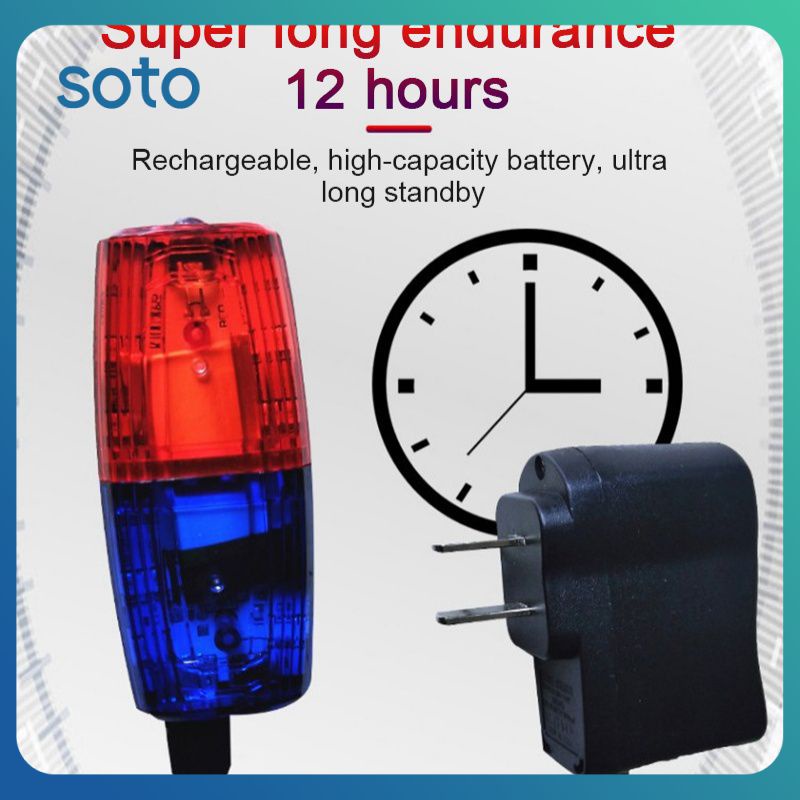 ♫ คลิปมัลติฟังก์ชั่น LED สีแดงสีน้ำเงินกระพริบไฟไหล่ความปลอดภัยชาร์จ USB โคมไฟฉุกเฉินอุปกรณ์จักรยาน