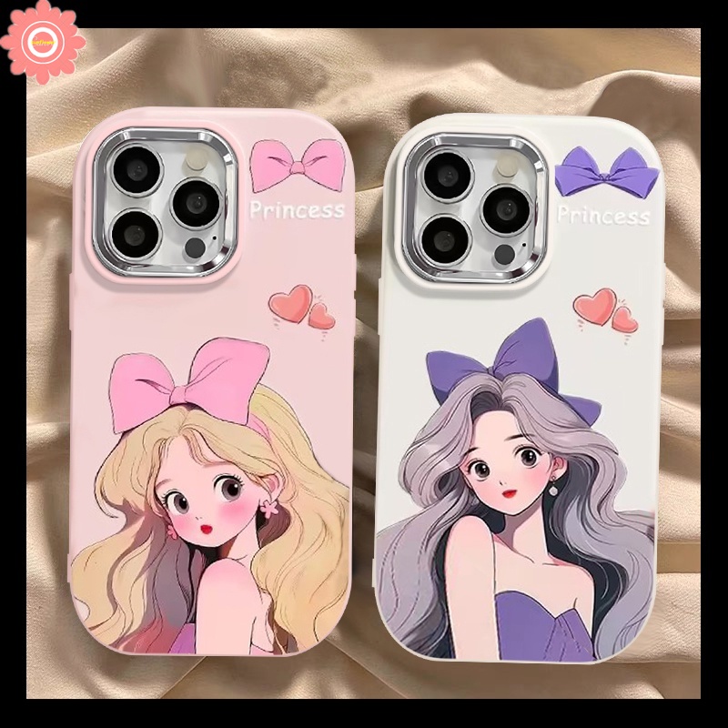 เคสนิ่ม ลายการ์ตูนเจ้าหญิง ประดับโบว์ สําหรับ Oppo A57 A18 A77 A17 A35 A17K A78 A38 A53 A5 A15 A98 A55 A58 A12 A5s A74 A76 A9 A3s A54 A15s A52 A11 A16 A7 Reno 5 5F 4F