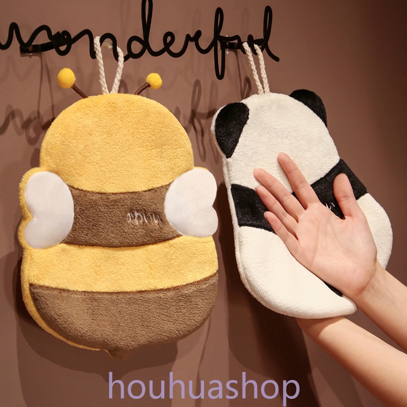 พร้อมส่ง ผ้าขนหนู ผ้าเช็ดหน้า ขนแกะนุ่ม ลายแพนด้า ผึ้งน่ารัก ดูดซับน้ําได้ดี 1 ชิ้น