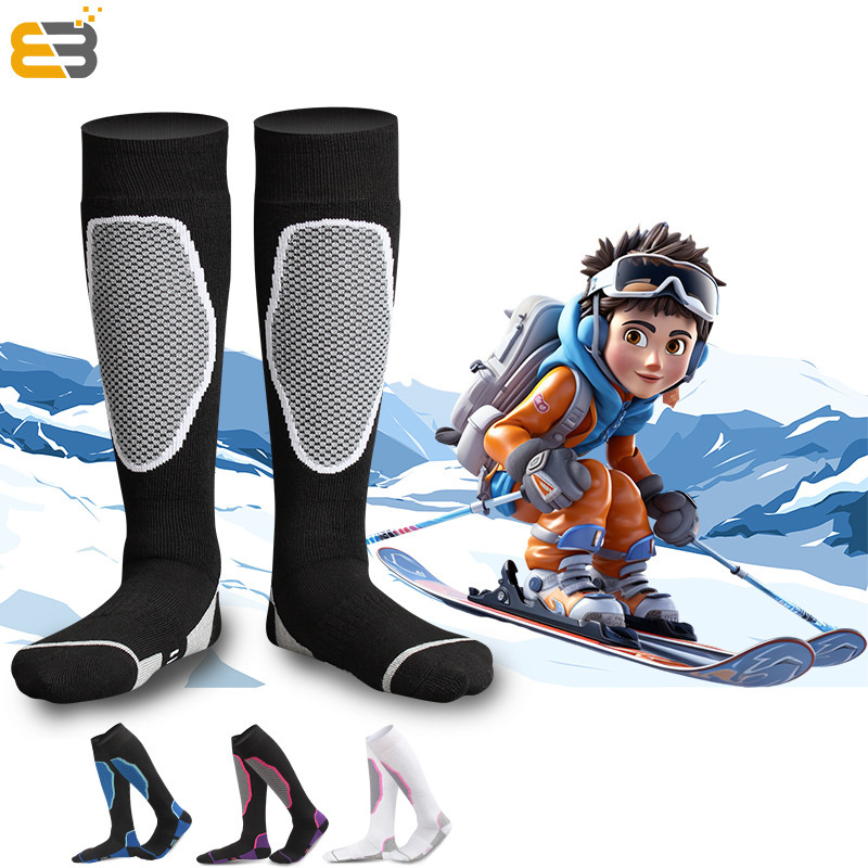 ถุงเท้ายาว ผ้าวีเนียร์ แบบหนา ให้ความอบอุ่น เหมาะกับเล่นสกี ปีนเขากลางแจ้ง แฟชั่นฤดูหนาว สําหรับเด็ก